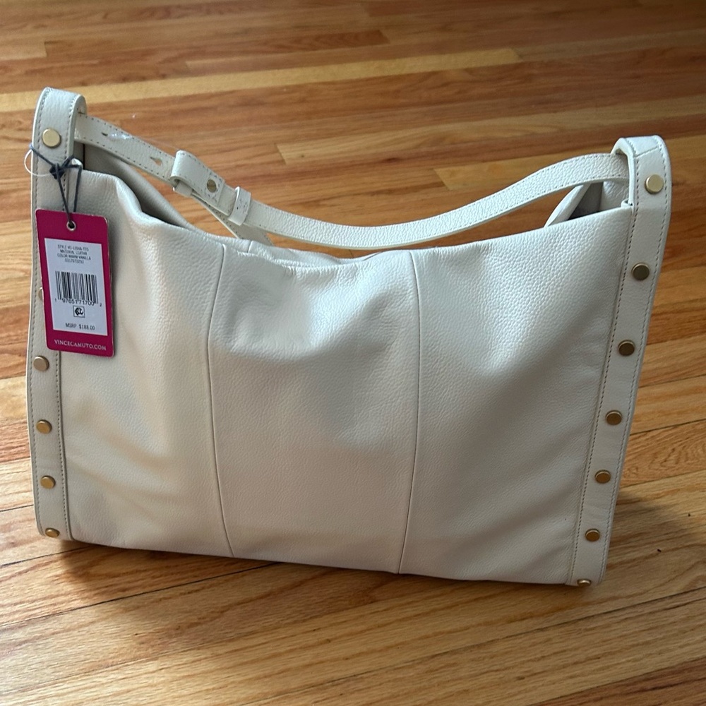 Vince Camuto Beige Leather Shoulder Bag - Picture 2 of 11